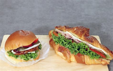 Close Up Images Of Hamburger And Sandwich Stock Image Image Of