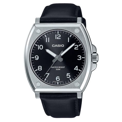 Стандартные аналоговые кварцевые мужские часы Casio с кожаным ремешком ...