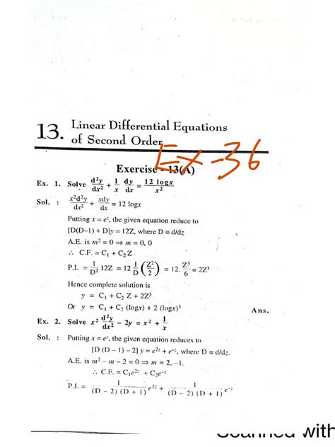 Solution of Linear Differential Equations of Second order | PDF