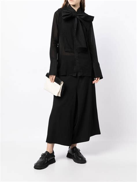 Yohji Yamamoto Pussy Bow Collar Blouse Black Farfetch