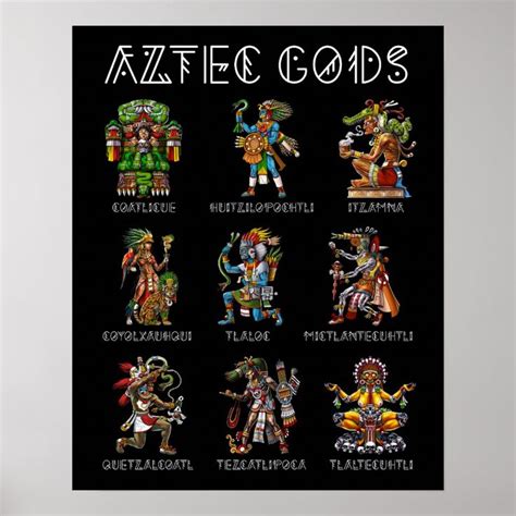 Aztec Mythology Gods Poster Zazzle Mythology Aztec Aztec Warrior