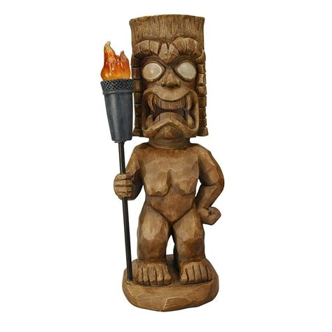 95960 Tiki Themed Outdoor Solar Light Garden Gnome Tiki Warrior