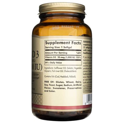 Solgar Vitamin D3 25 mcg (1000 IU) 250 Weichkapseln – Medpak