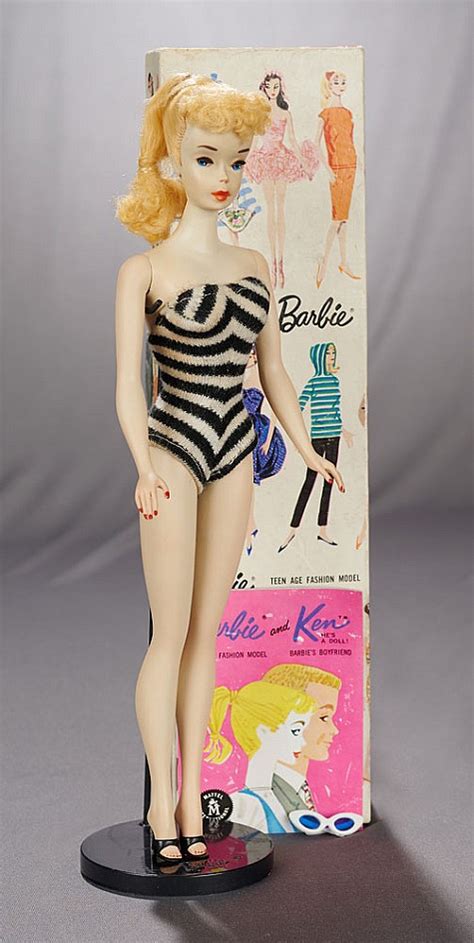 Pale Blonde Ponytail Barbie In Box With Pedestal Stand