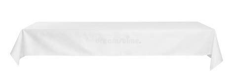 Table With White Tablecloth Isolated On White Stock Photo Image Of