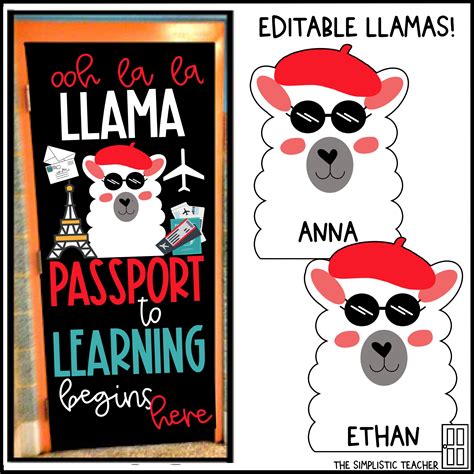 Ooh La La Llama Passport Back To School Bulletin Board Kit Door Decoration Set Or Poster By