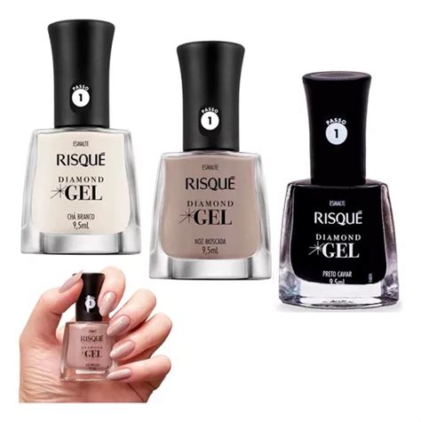 Kit Esmaltes Risque Diamond Gel Tons Claros Escuro Branco Nude Preto MercadoLivre