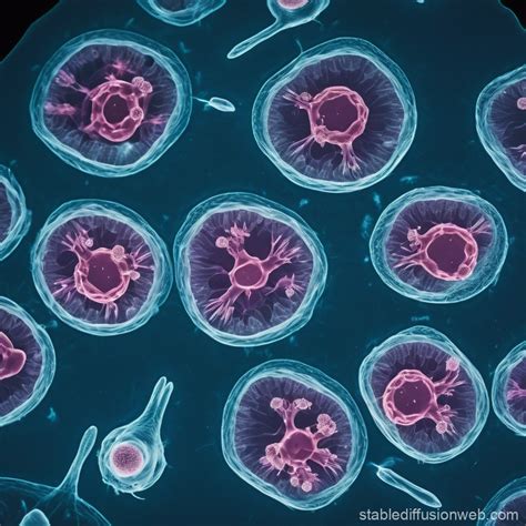 Microscope Image Of Cells Or Embryo With Micromanipulators Precision