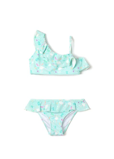 Miss Muse Sparkling Baskılı Kız Çocuk Bikini Takımı Yeşil