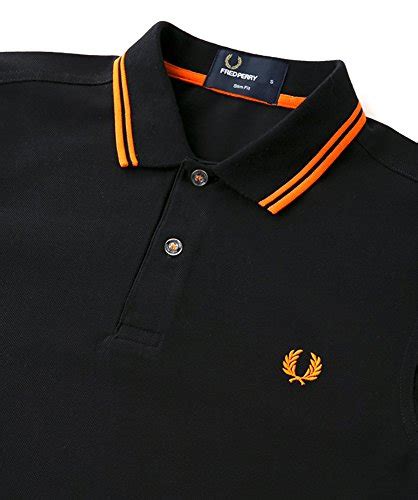 Fred Perry Mens Slim Fit Twin Tipped Polo Shirt Blackneon Orange Xl Buy Online In Uae