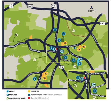 Parks Facilities And Major Greenways Map Holly Springs Nc Official