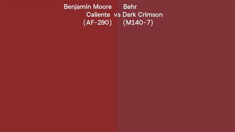 Benjamin Moore Caliente AF 290 Vs Behr Dark Crimson M140 7 Side By