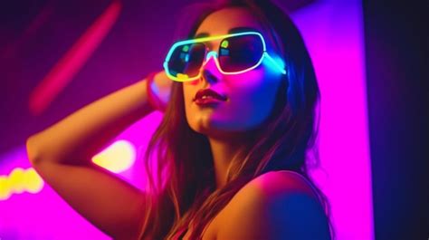 Atractiva mujer en bikini bailando en una abrasadora fiesta de baile de verano iluminación de