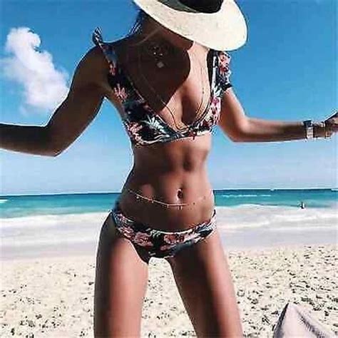 Mode Mer Costume Deux Pi Ces Bikini Femme Slips Br Silien Motif Fleurs Eur