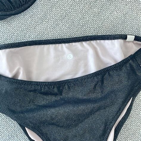 Shade Shore Swim Shade Shore Light Lift Halter Metallic Silver Foil Bikini Set Top Bottom