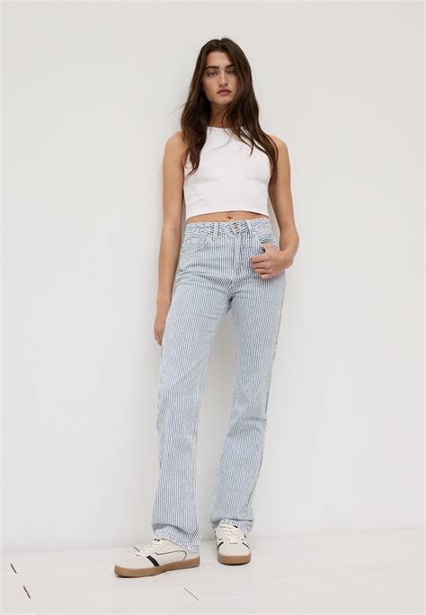 D98 Straight Leg Vintage Striped Jeans Womens Fashion Stradivarius
