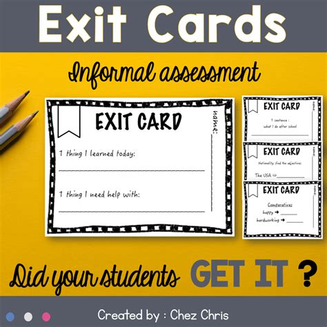 Exit Cards - Formative Assessment - Chez Chris Resources for Teachers