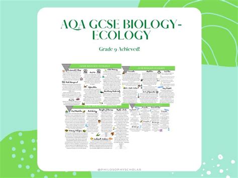 Gcse Biology Aqa Revision Notes Ecology Grade 9 Teaching Resources