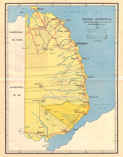 Large Vintage Map Of Misamis Occidental Philippines Ozamis Etsy