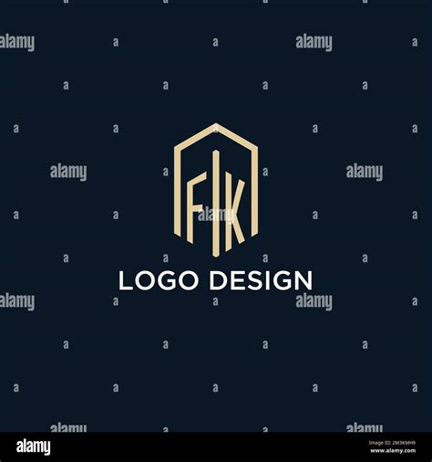 FK Initial Monogram Logo With Hexagonal Shape Style Real Estate Logo