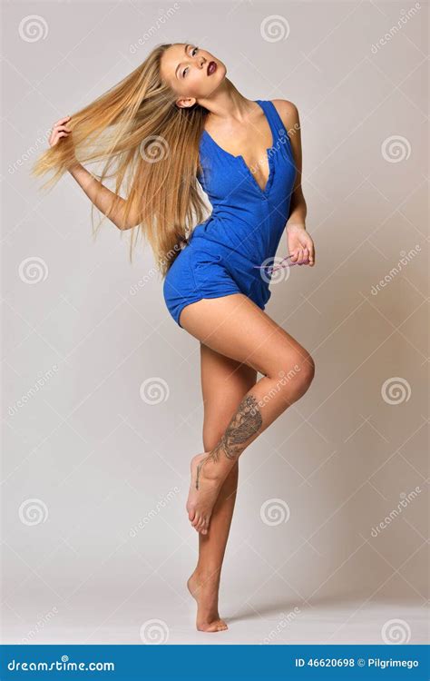 Beautiful Blonde Woman Dancing Stock Photo Image Of Flirting Fine
