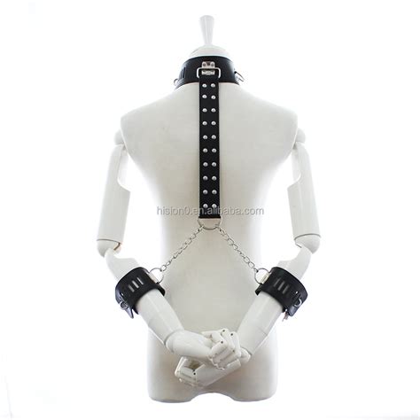High Pleasure Wrist Sex Toy Black Leather Bondage Lingerie Light Handcuffs With Collar Costumes