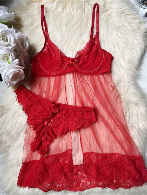 Women S Exotic Red Lingerie Set Valentine S Day Bff Set Complimentary Anklet Shein Eur