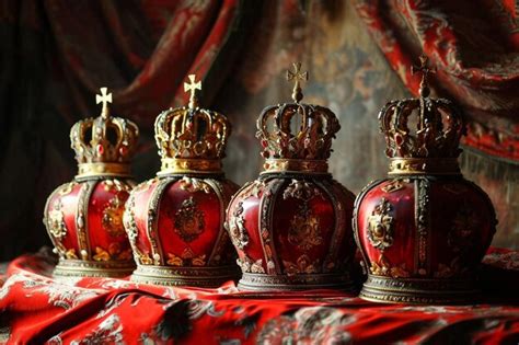 Premium Ai Image Selection Of Four Luxury Golden Crowns