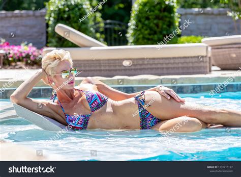 Beautiful Mature Blonde Bikini Model Poses Stock Photo 1131715127 Shutterstock