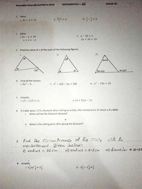 Grade 09 Homework 26 Pdf