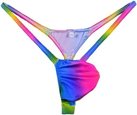 Wosese Mens Swim Thong Bulge Pouch G String Bikini Rainbow Amazon Ca Clothing Shoes
