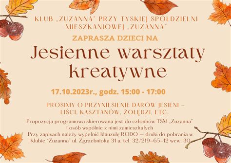 Plakat Jesienne Warsztaty Kreatywne Dla Dzieci Tsm Zuzanna