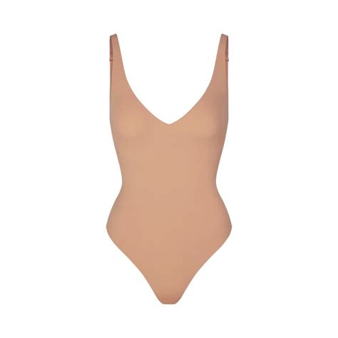 Skims Intimates Sleepwear Skims Naked Plunge Thong Shaper Bodysuit In Sienna M Poshmark