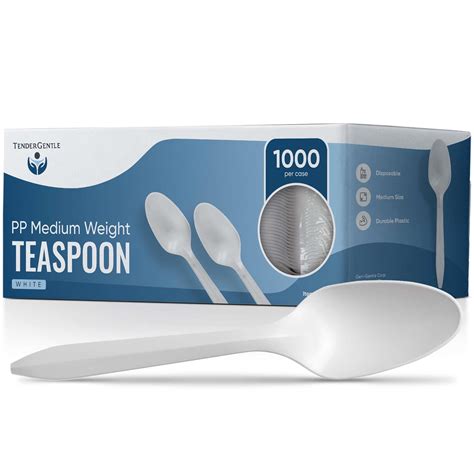 TENDERGENTLE Disposable Plastic Spoons, Medium Weight, White, Bulk Pack