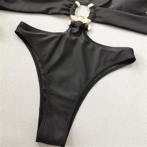 Sexy One Piece Cutout Womens Swimsuit With Metal Accessories Tie Strap Bikini Hangzhou Sunra