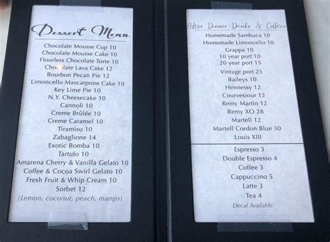 Menu At Della Francesca Restaurant Danbury 46 Mill Plain Rd