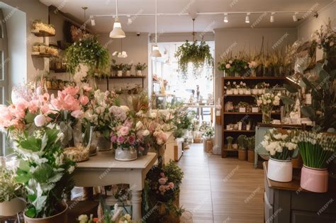 Premium Photo Posh Boutique Flower Shop With Flowers And Plants On