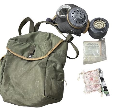 British 1950s Gasmask with filter bag and extras