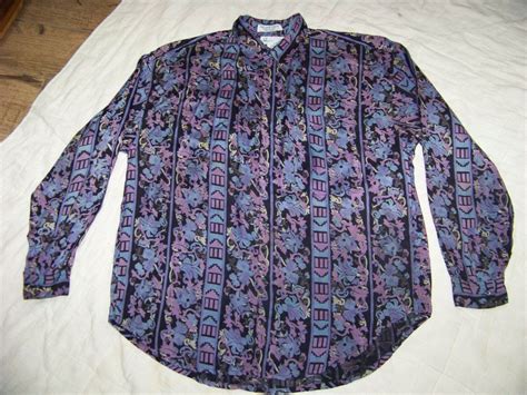 Men S Vintage Goouch Rayon Button Front Shirt M Gem