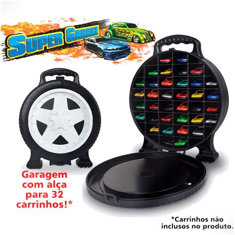Maleta Para 32 Carrinhos Roda Estilo Hot Wheels Super Garage Tem Tem Digital Brinquedos E