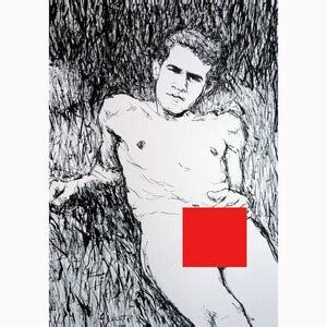 Original Drawing By Gustau Donat Modern Ink Drawing Of A Male Nude