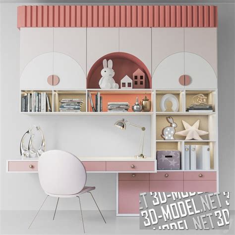 3D модель – Детский шкаф с декором и игрушками