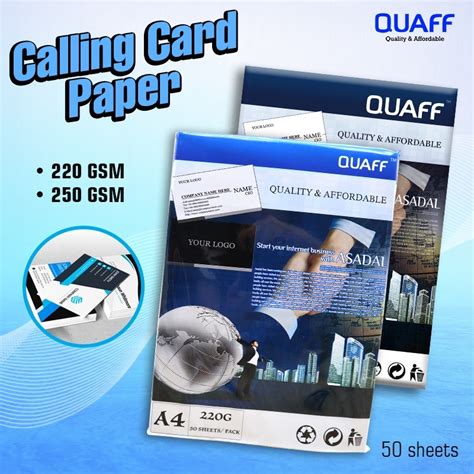 Quaff Calling Card Paper Matte Gsm Gsm A Size Sheets Per