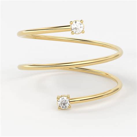 Brilliant Diamond Swirl Ring 14k Gold Prong Setting Ring Etsy