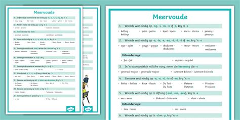 Meervoude Plakkaat Meervoude In Afrikaans Examples Poster