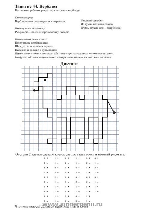 Графический диктант №44. Рисуем по клеточкам верблюда