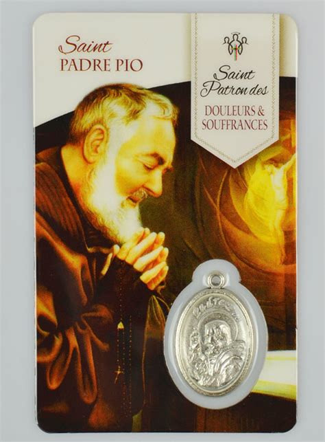 Carte de Prière Padre Pio avec Médaille La Boutique des Chrétiens