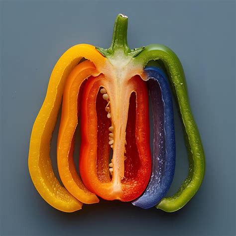 Premium Photo A Group Of Peppers With A Bite Taken Out Of One Of