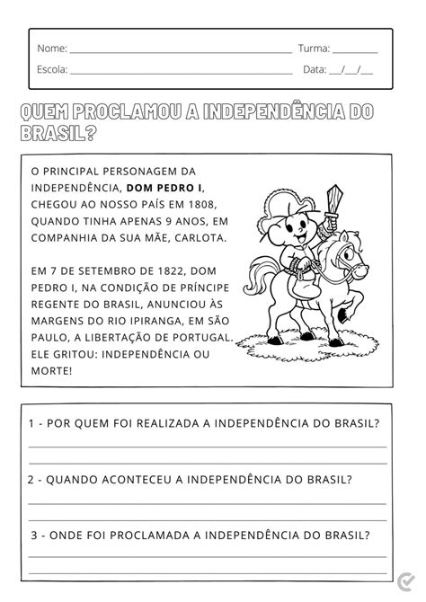 Atividades 7 de Setembro Educação Infantil e Anos Iniciais