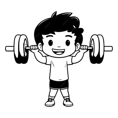 Premium Vector Boy Lifting Dumbbells Fitness Cartoon Character Vector